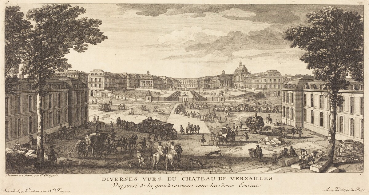 Vue Prise de la grande avenue entre les deux Ecuries by Jean-Baptiste Rigaud