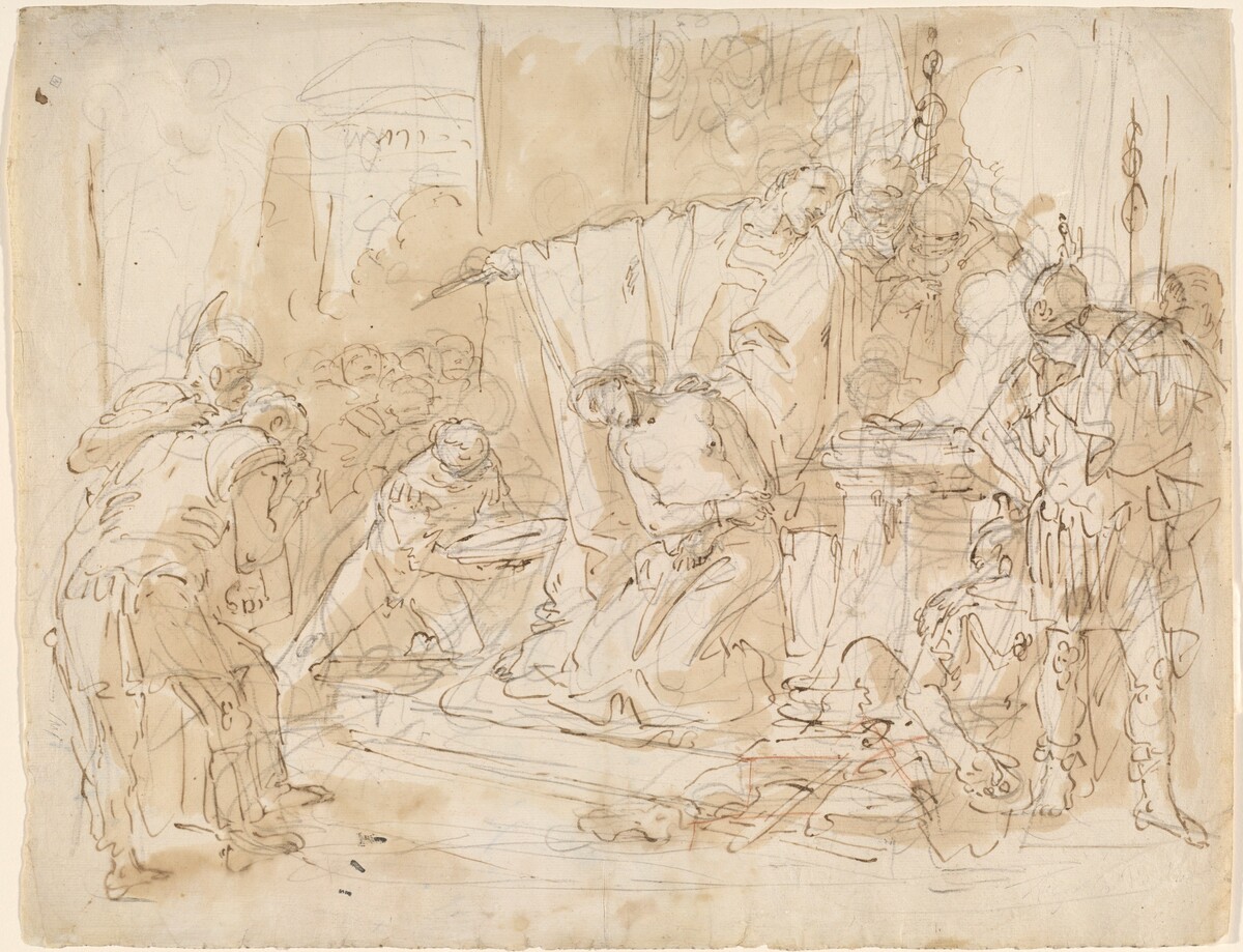 The Sacrifice of Iphigenia (recto) / Study of a Male Nude (verso) by Giovanni Battista Tiepolo