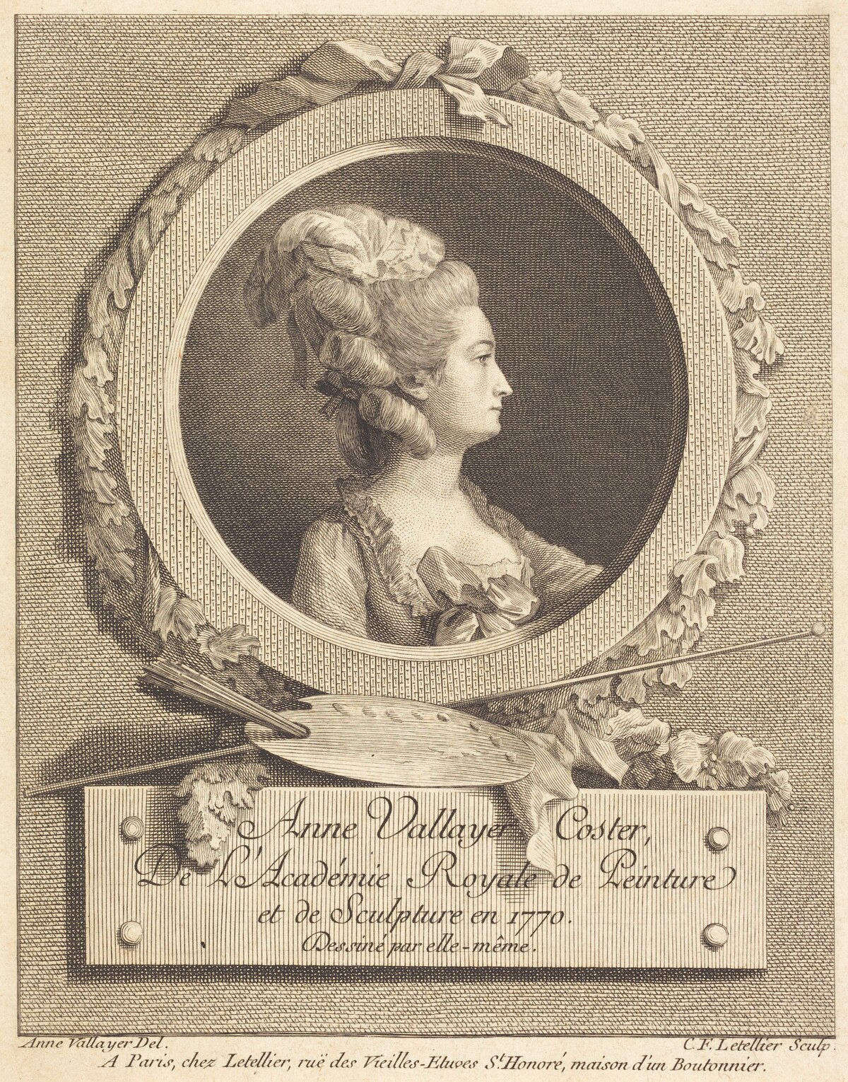 Anne Vallayer-Coster by Charles Francois Le Tellier after Anne Vallayer-Coster