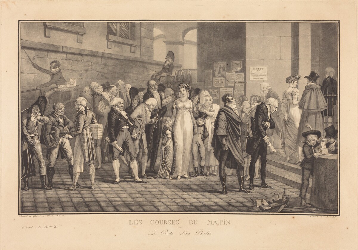 Les Courses du Matin, ou la Porte d'un Riche by Philibert-Louis Debucourt
