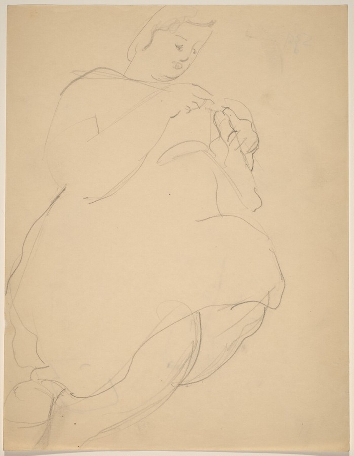 Seated Woman Seen from Below, Knitting [recto] by Mark Rothko