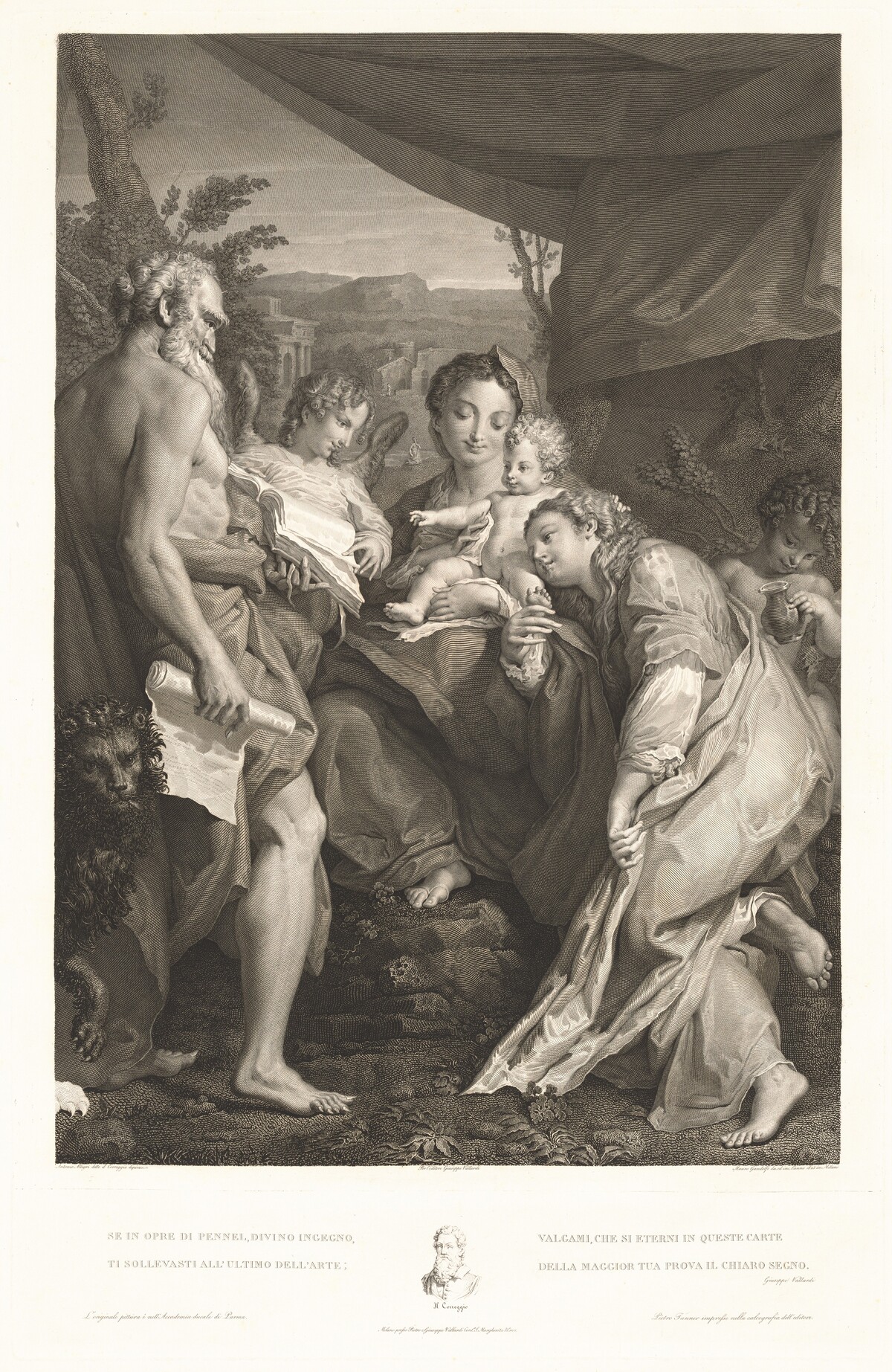 Virgin and Child with Saints Jerome and Catherine and an Angel by Mauro Gandolfi, after Correggio
