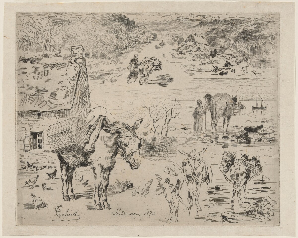 Feuillets d'album (Donkey Sketch) by Félix-Hilaire Buhot