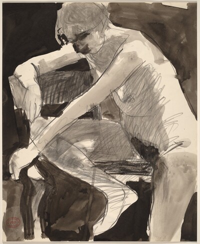 Untitled [female nude seated sideways in a chair]