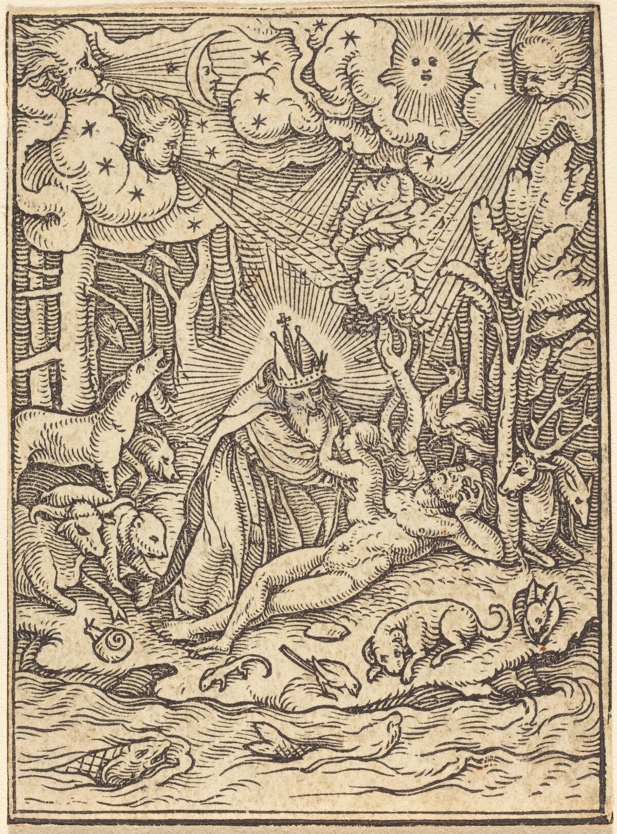 The Creation of Eve by Hans Lützelburger after Hans Holbein the Younger