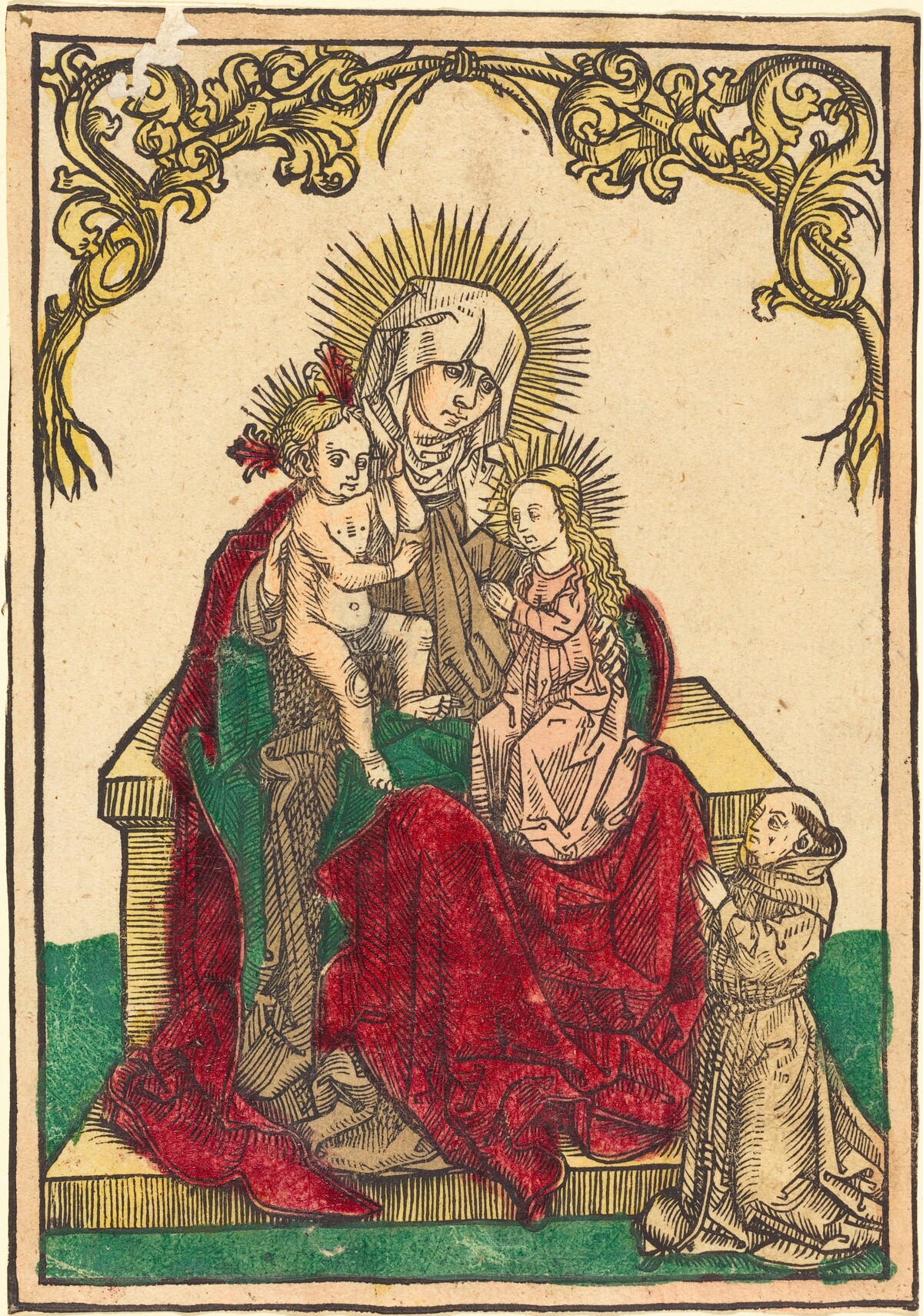 Saint Anne, The Madonna and Child, and a Franciscan Monk by German 15th Century