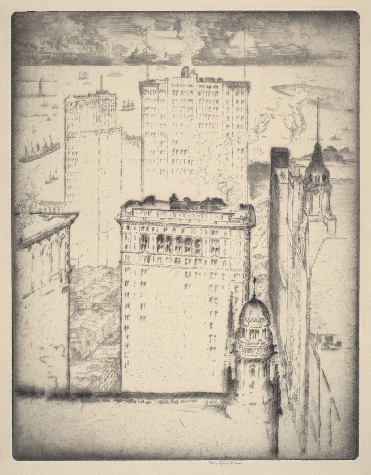 New York Buildings by Bror Julius Olsson Nordfeldt