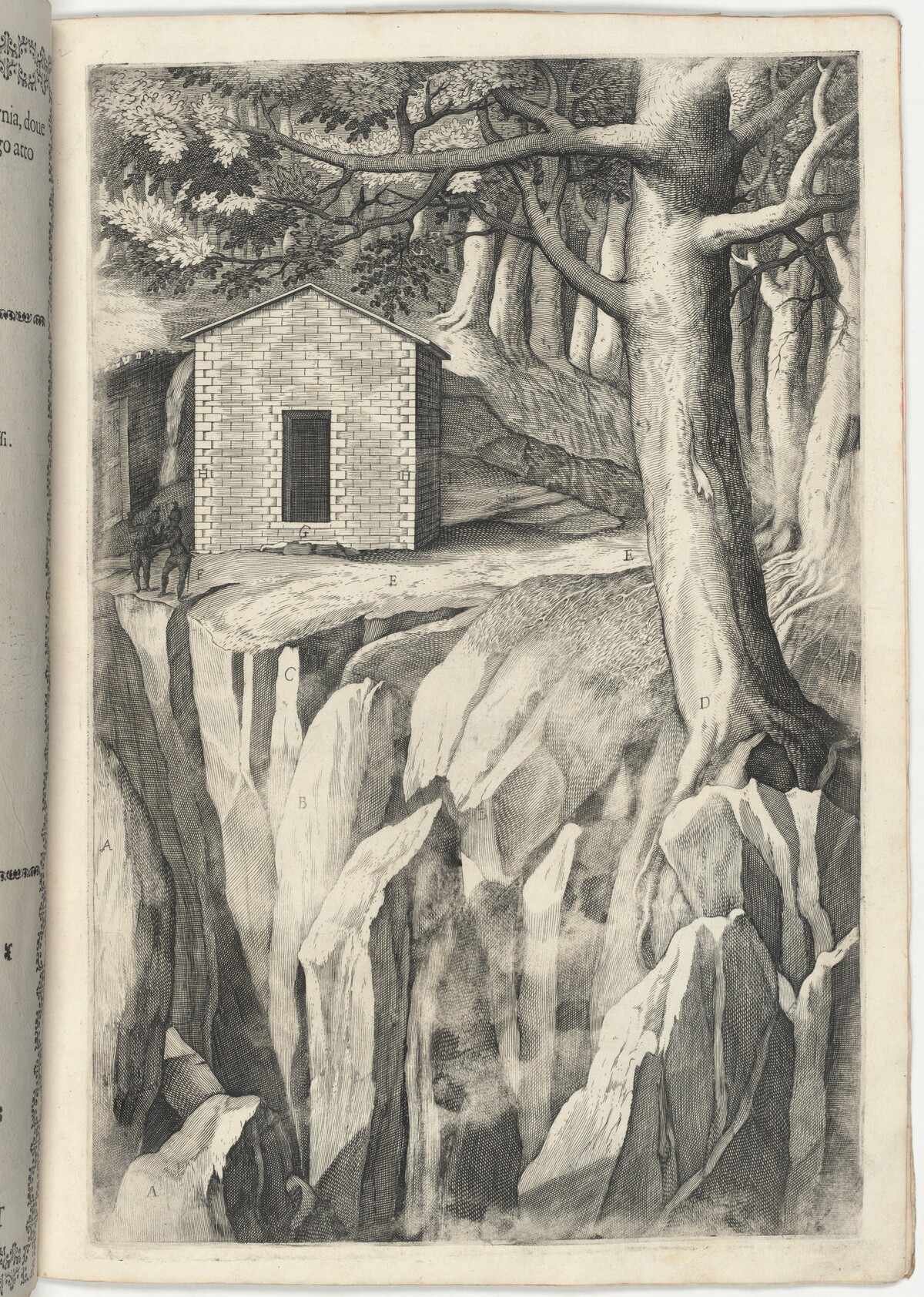 Monastic Cell of the Blessed John of La Verna (Cella del beato Giovanni della Verna) [plate T] by Jacopo Ligozzi (artist), Anonymous engraver possibly Domenico Falcini, Lino Moroni (author)