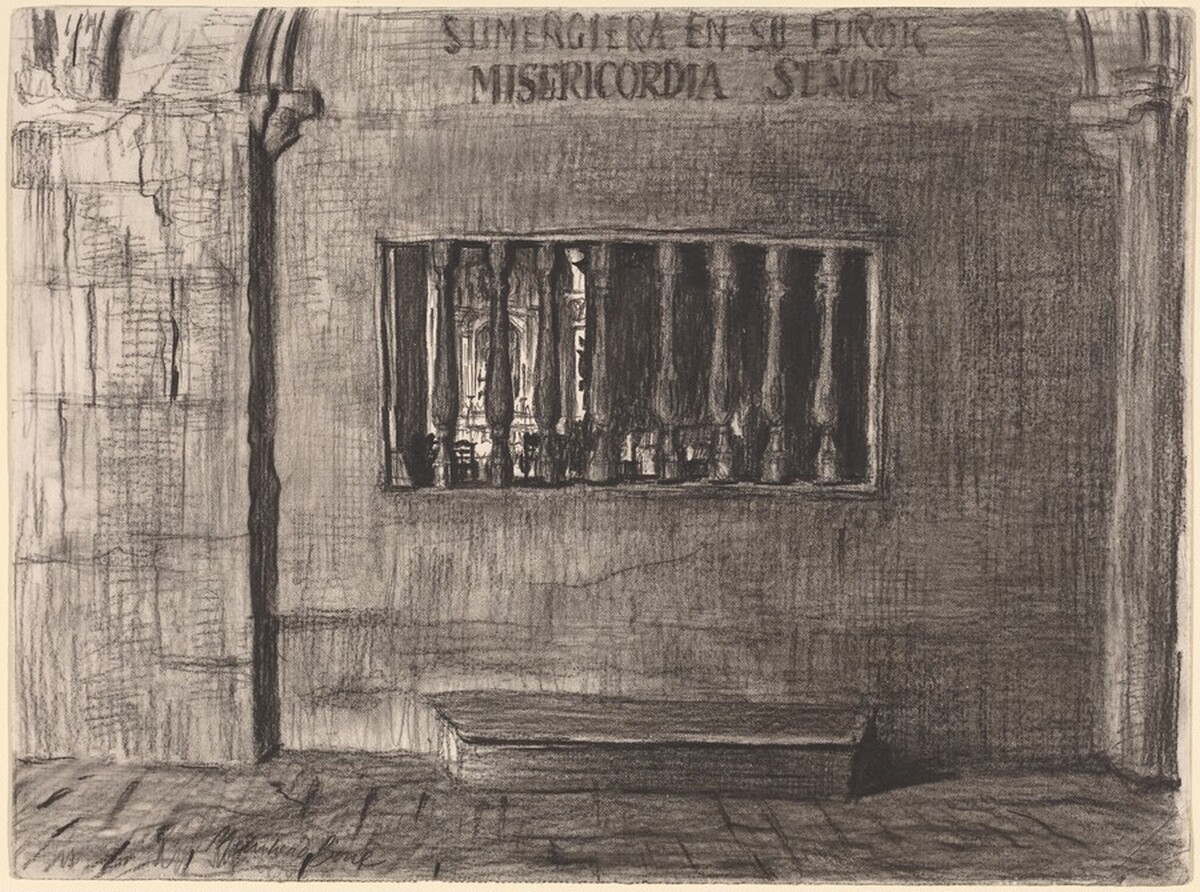 Praying Bench, San Pedro, Gerona by Sir Muirhead Bone