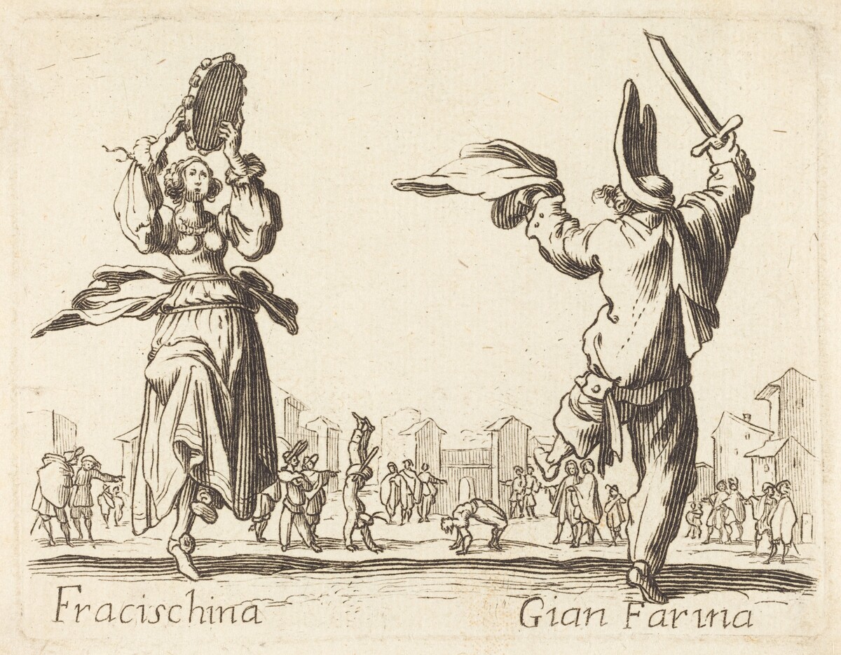 Fracischina and Gian Farina by after Jacques Callot