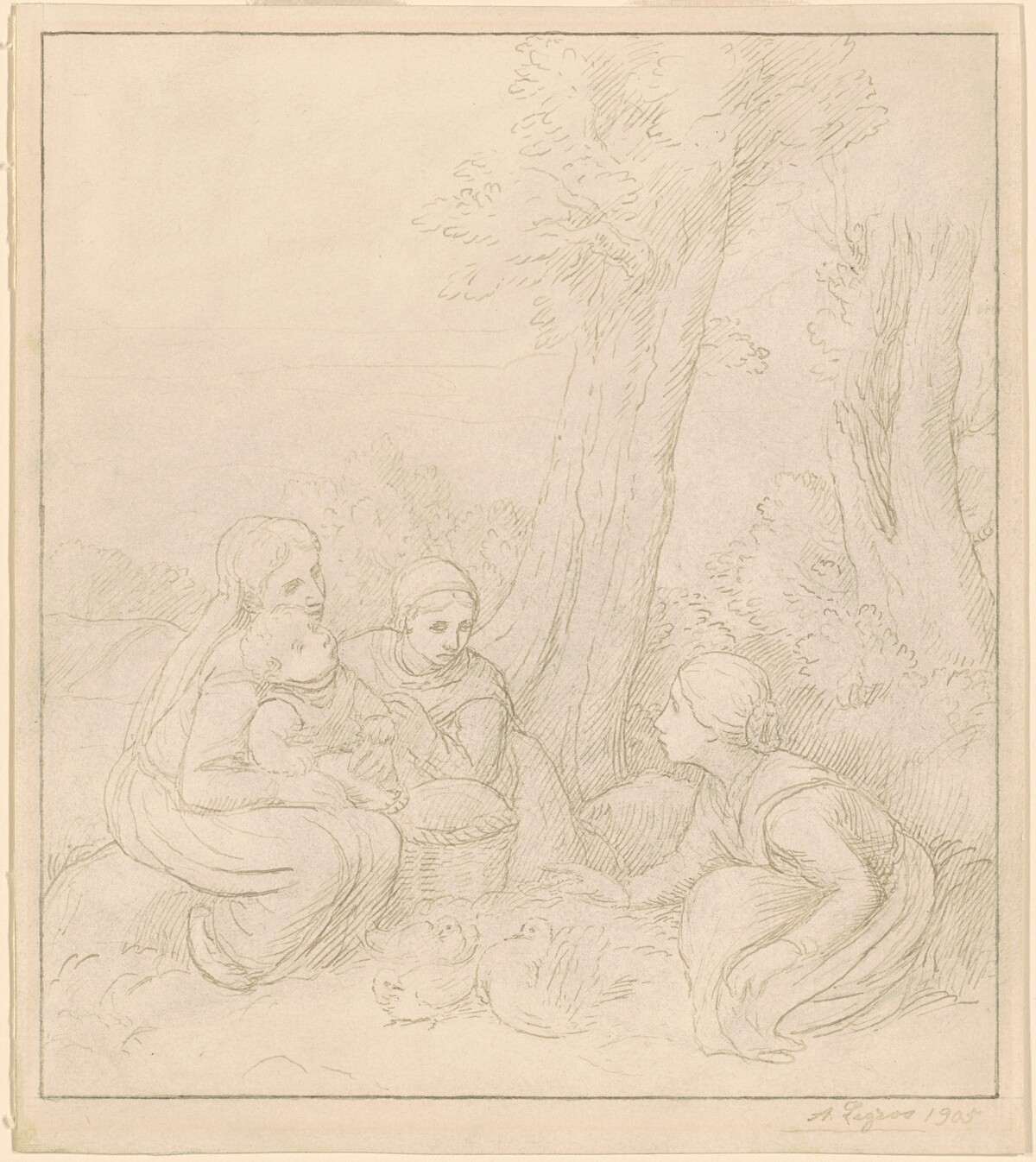 The Pigeons by Alphonse Legros