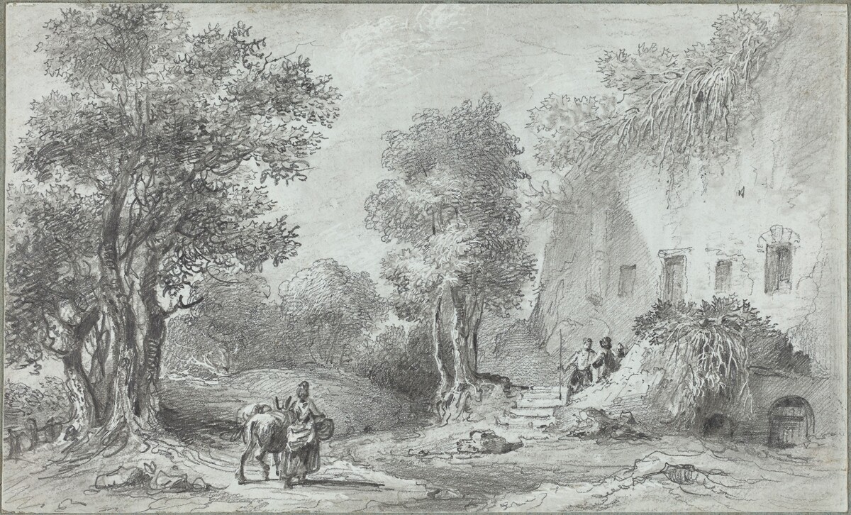 Landscape with Peasants before an Inn by Aignan-Thomas Desfriches
