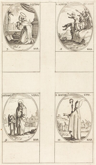 St. Thomas Aquin; St. Adrian and Companions; St. Frances; St. Macari