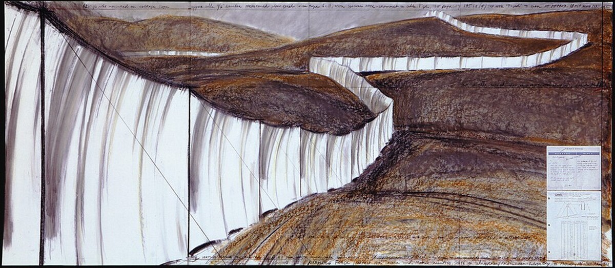 Running Fence, Project for Sonoma and Marin Counties, California [bottom panel] by Christo