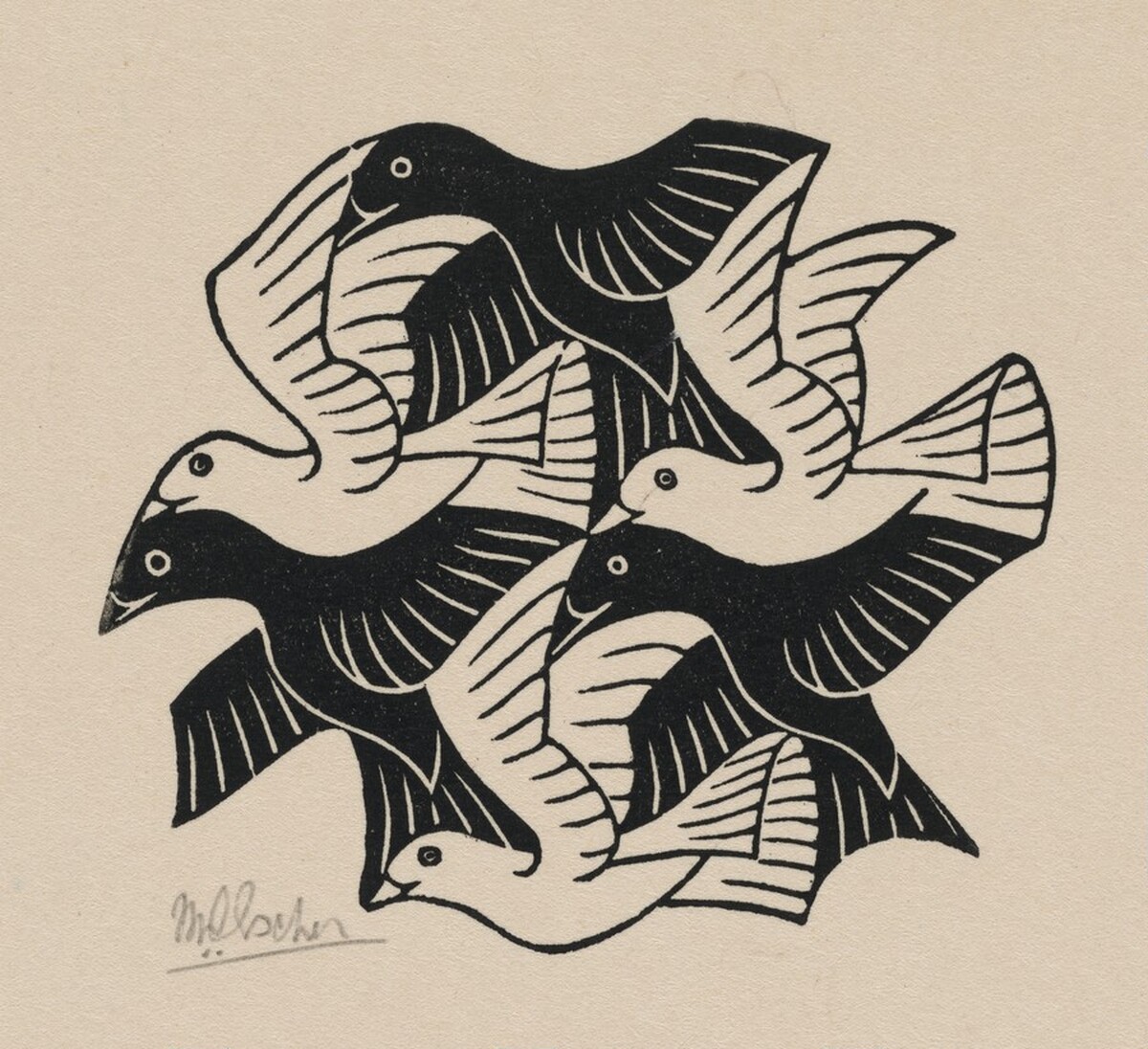 Plane-filling Motif with Birds by M.C. Escher