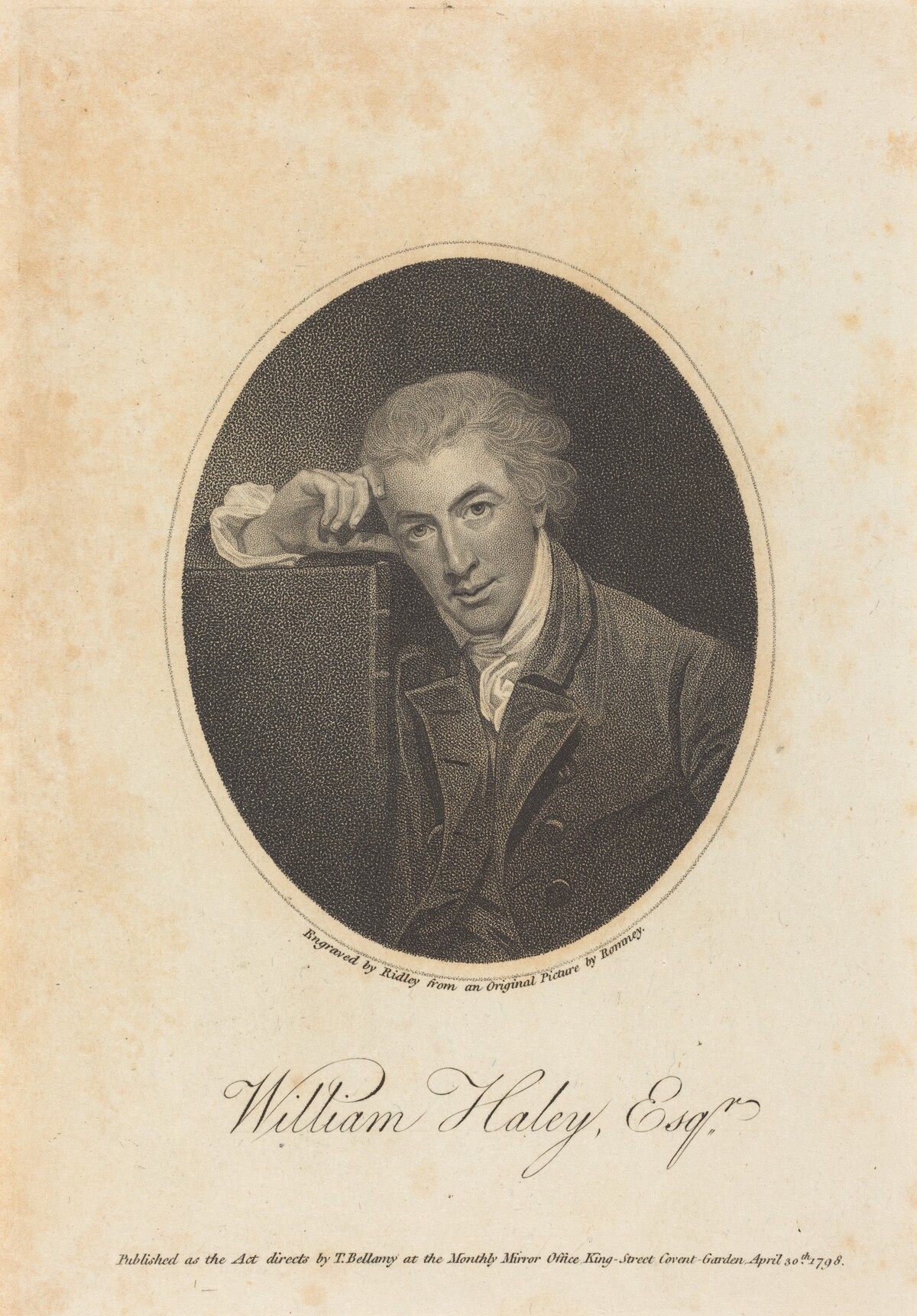 William Hayley, Esq. by William Ridley after George Romney