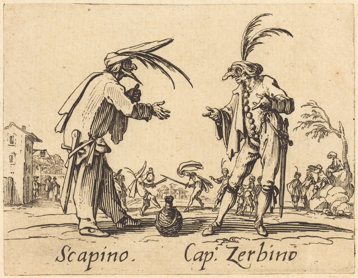 Scapino and Cap. Zerbino by Jacques Callot