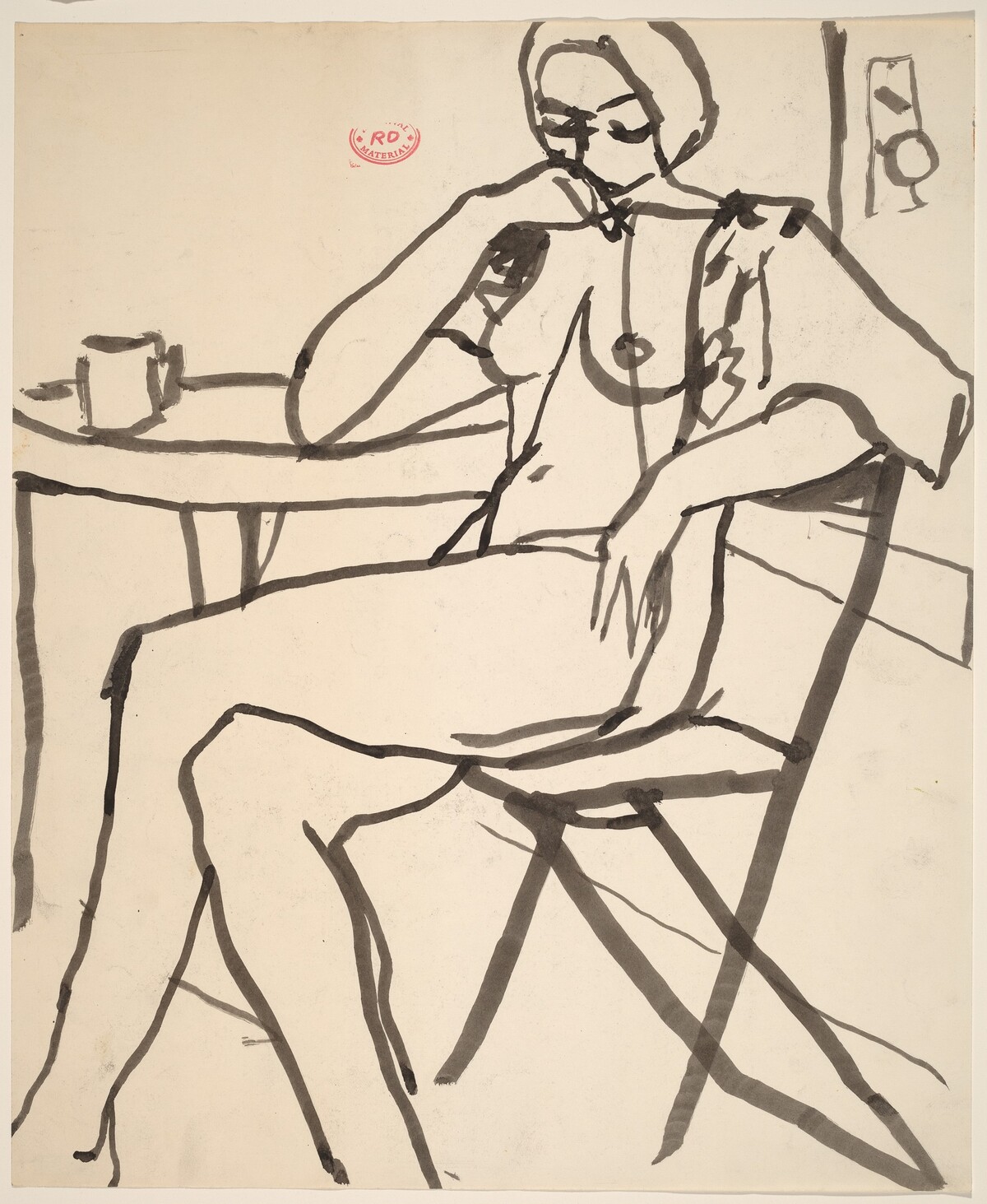 Untitled [female nude seated at table] by Richard Diebenkorn