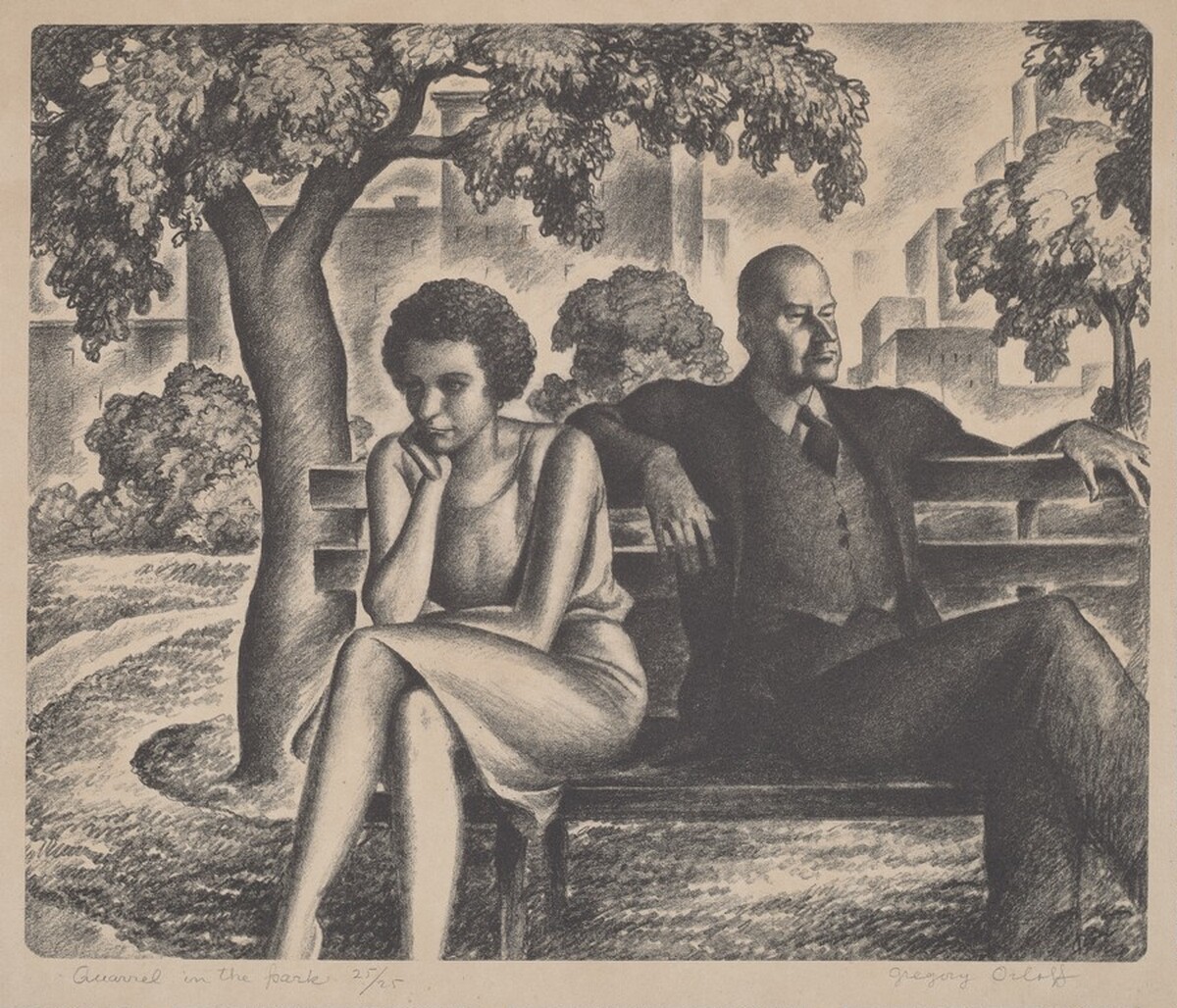 Quarrel in the Park by Gregory Orloff