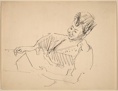 Woman Dozing with Book Turned Over
