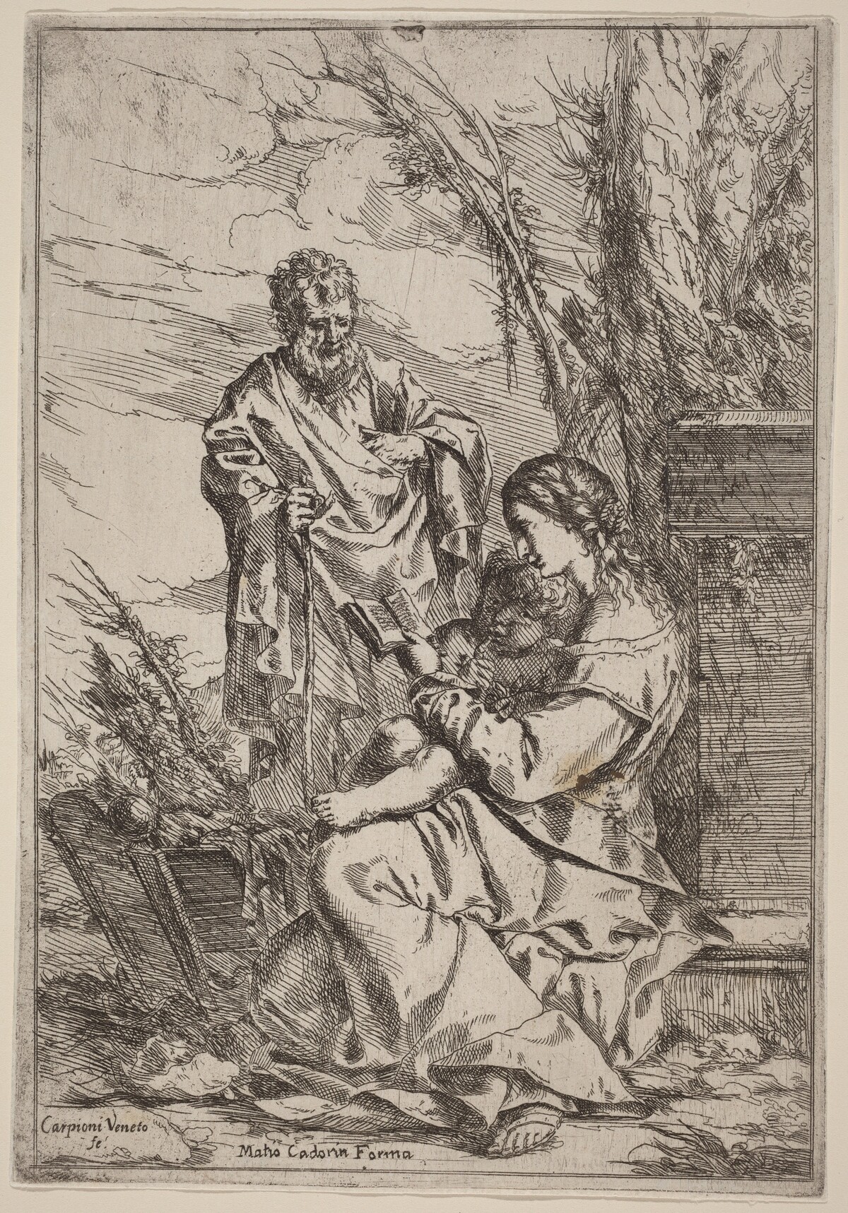 Holy Family with the Virgin Reading by Giulio Carpioni