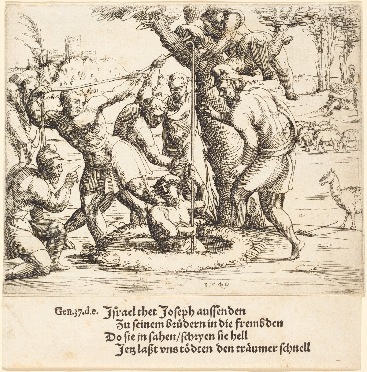 Joseph Thrown into the Well by Augustin Hirschvogel