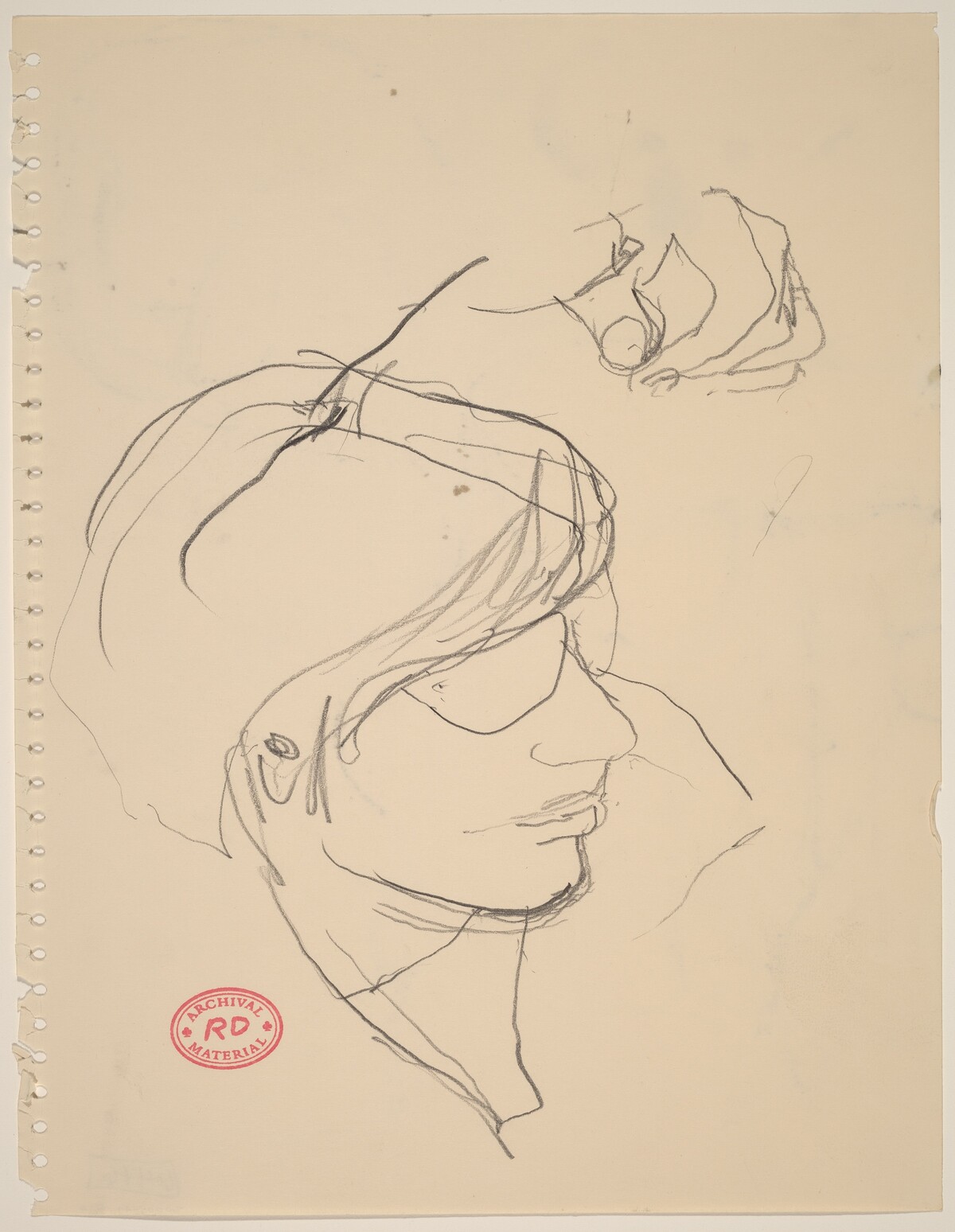 Untitled [study of a woman's head and hand] by Richard Diebenkorn