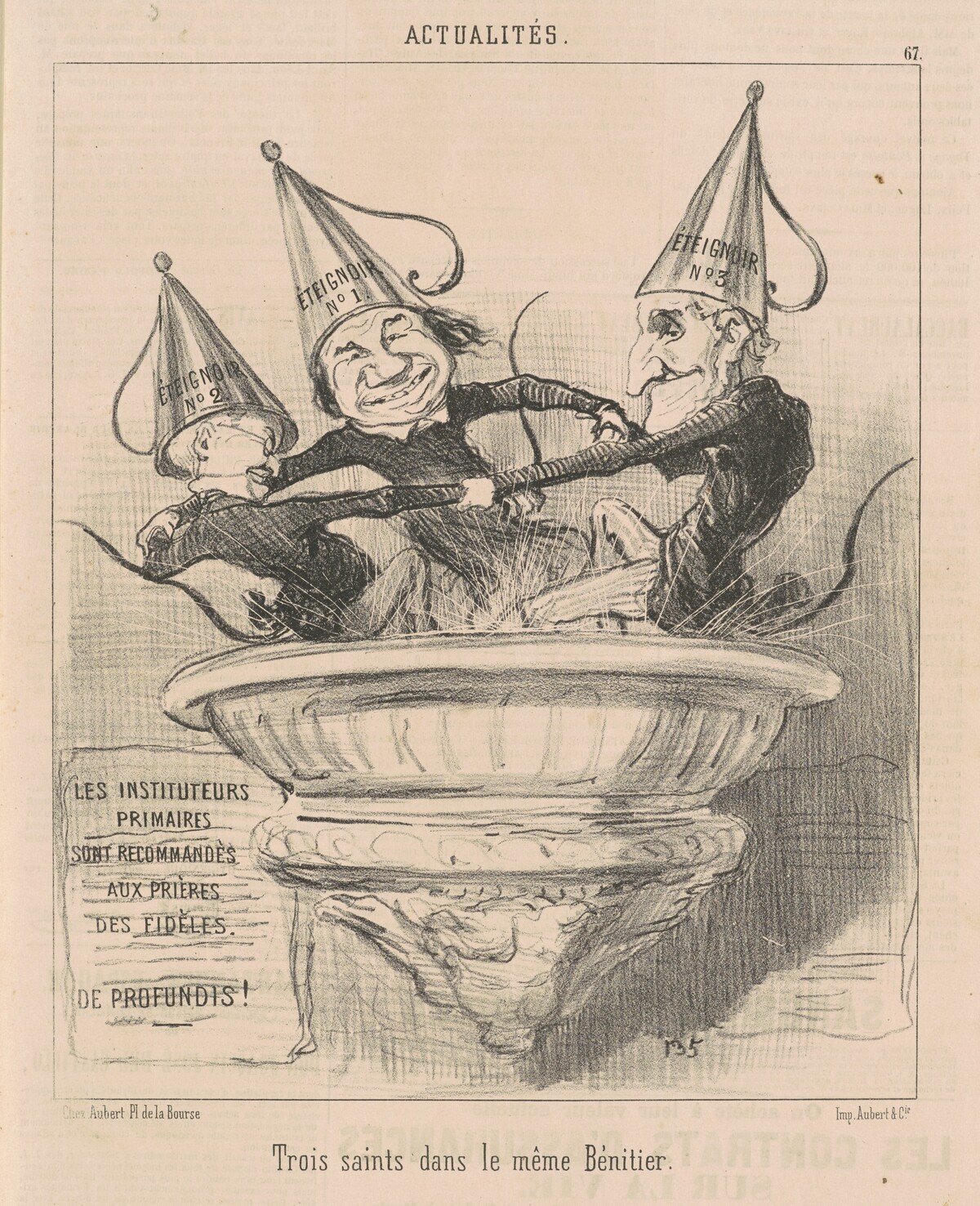 Trois saints dans le même bénitier by Honoré Daumier