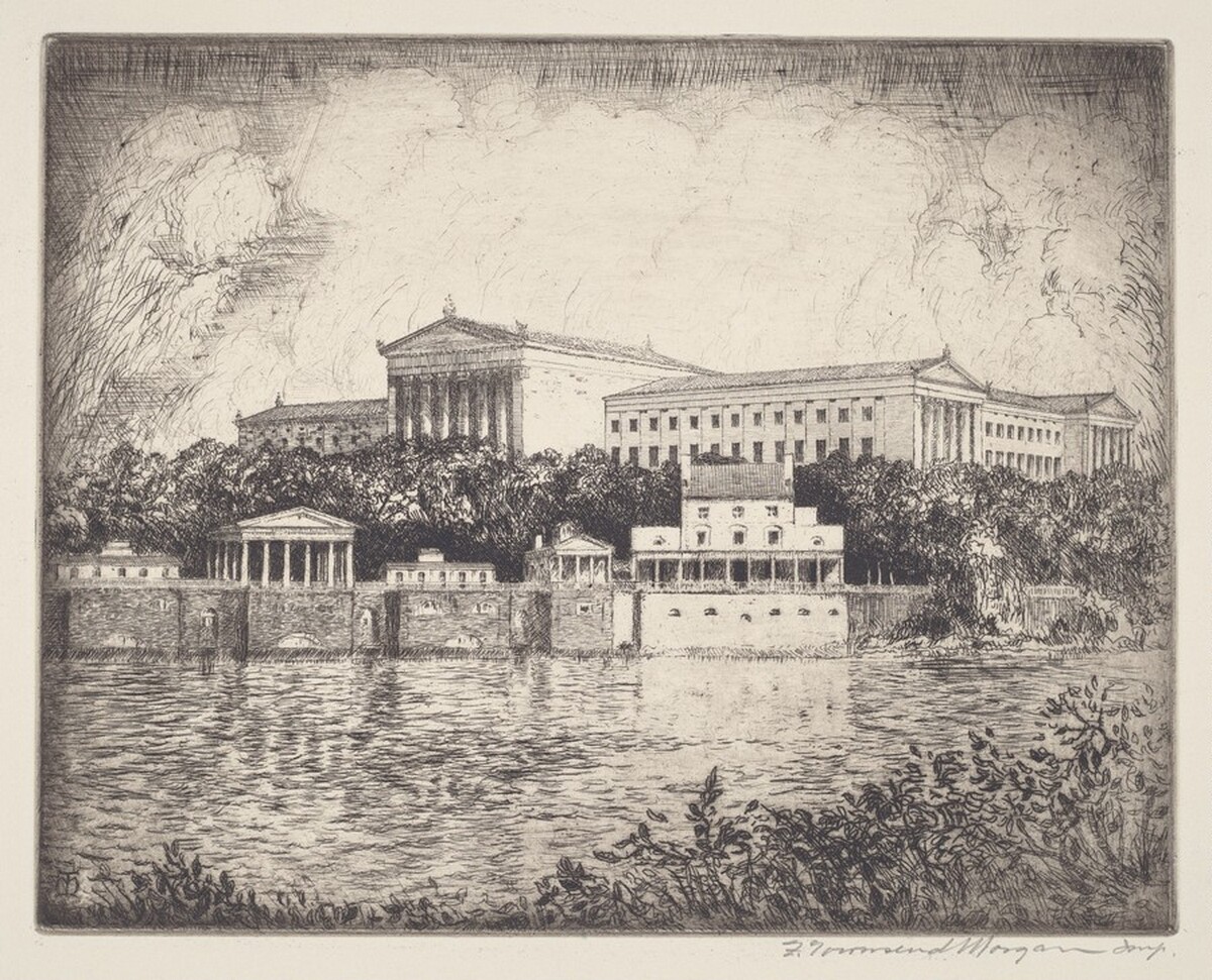 Philadelphia Museum of Art and the Fairmont Waterworks by Franklin Townsend Morgan