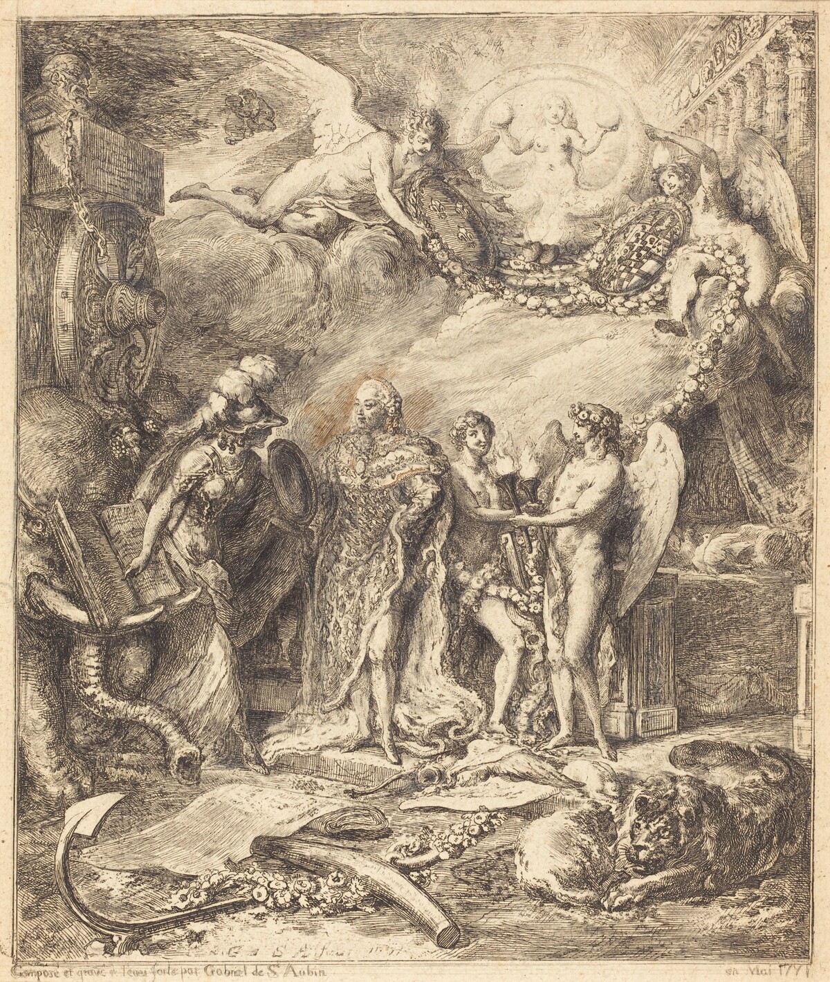Allegorie sur la mariage du Comte de Provence by Gabriel Jacques de Saint-Aubin