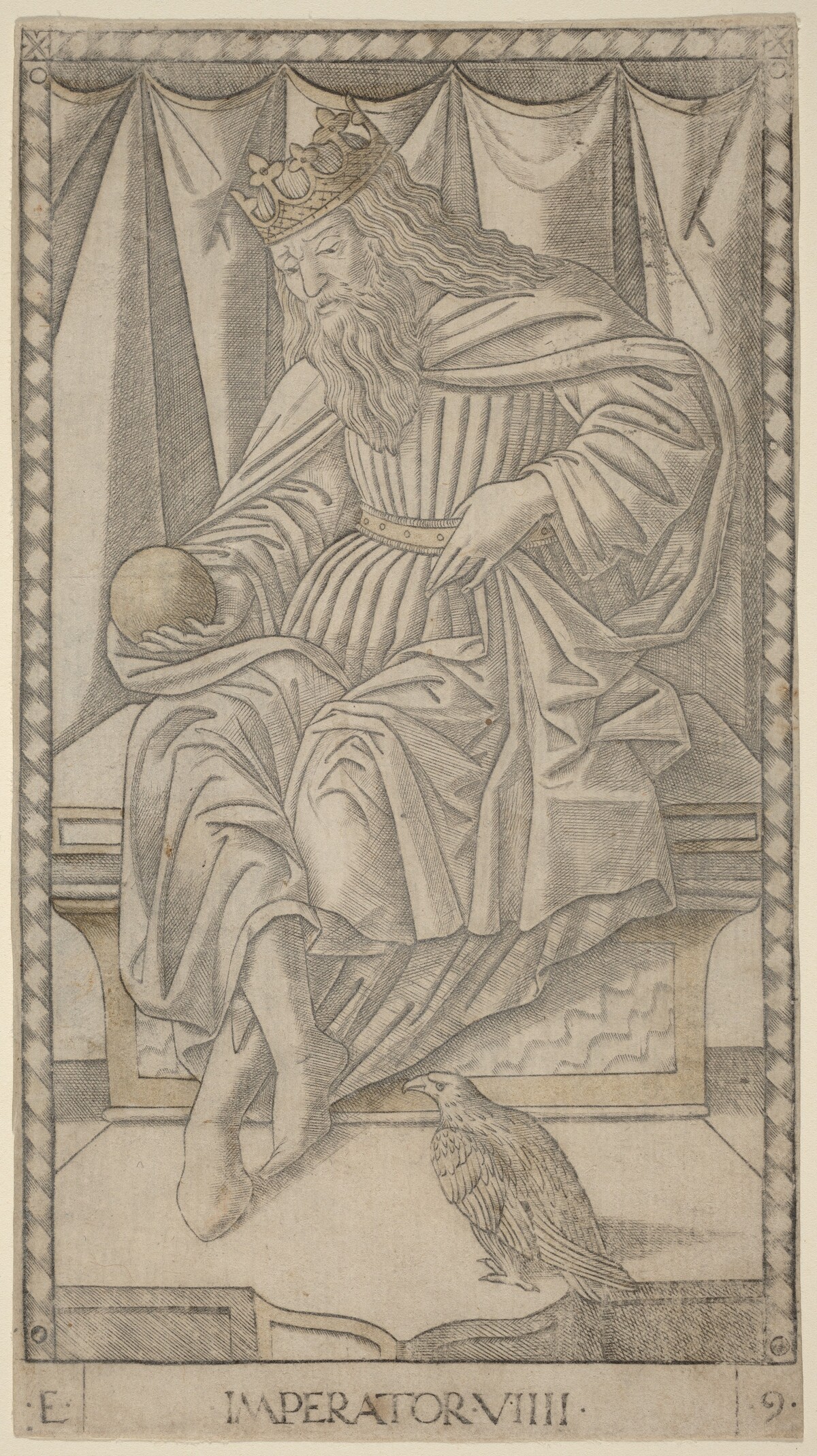 Imperator (Emperor) by Master of the E-Series Tarocchi