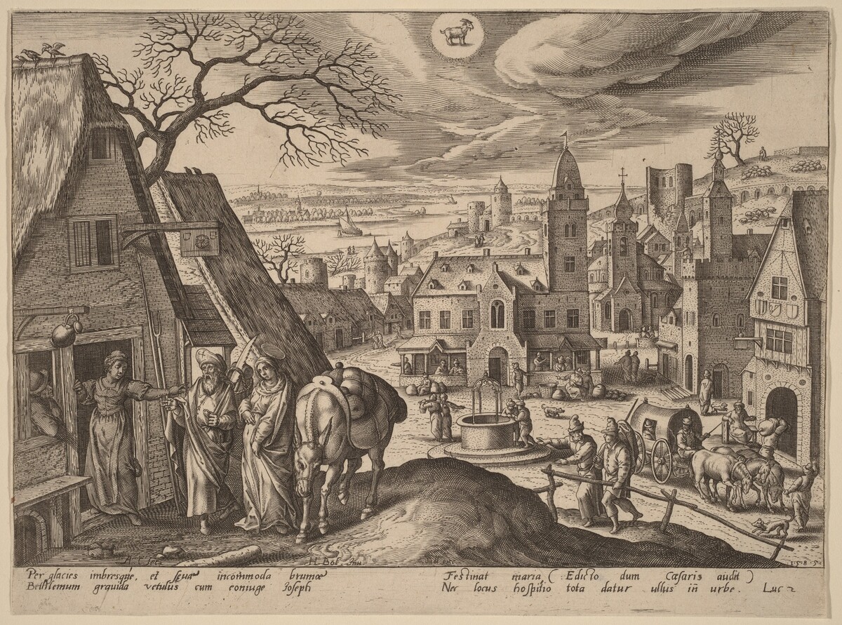 The Virgin and Joseph at the Inn by Adriaen Collaert after Hans Bol