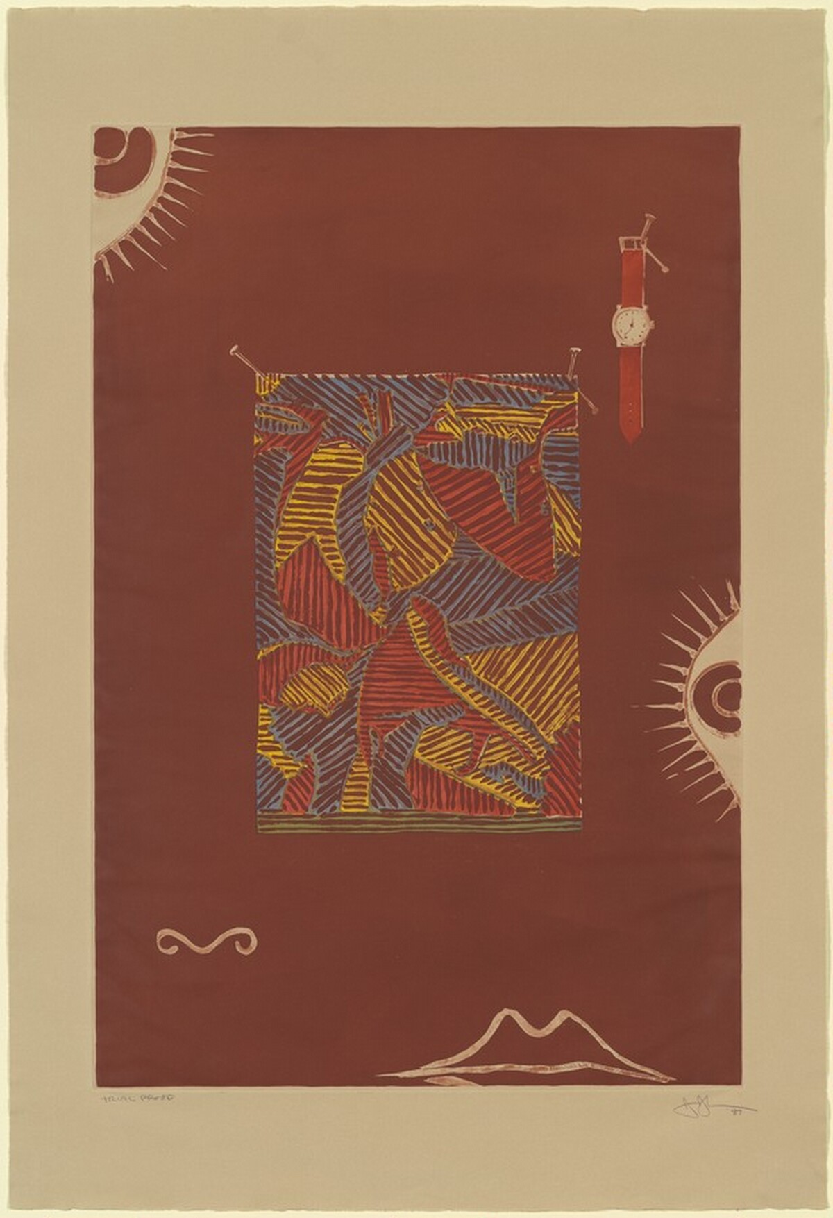 Face with Watch [trial proof] by Jasper Johns