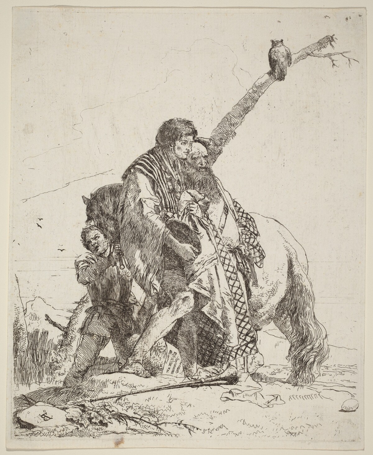Youth, Sage, and Attendant with Horse by Giovanni Battista Tiepolo