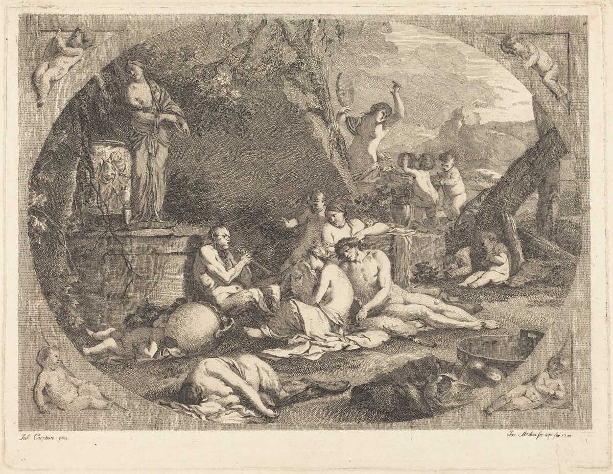 Bacchanal by Jacob Wilhelm Mechau after Giulio Carpioni