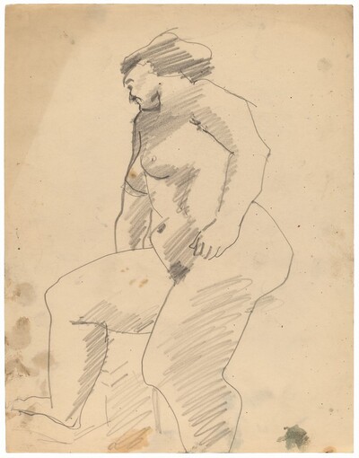 Standing Female Nude, Right Knee Raised, in Profile to Right