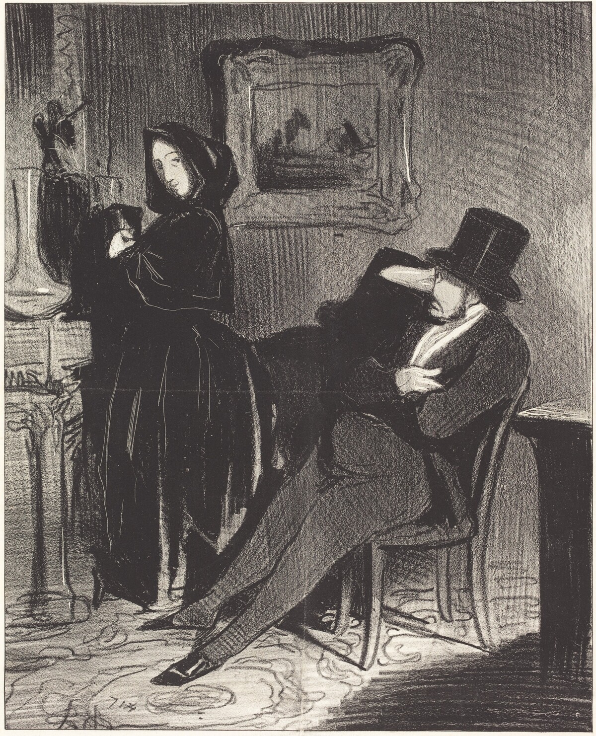 Plus souvent que je te conduirai... au bal... by Honoré Daumier