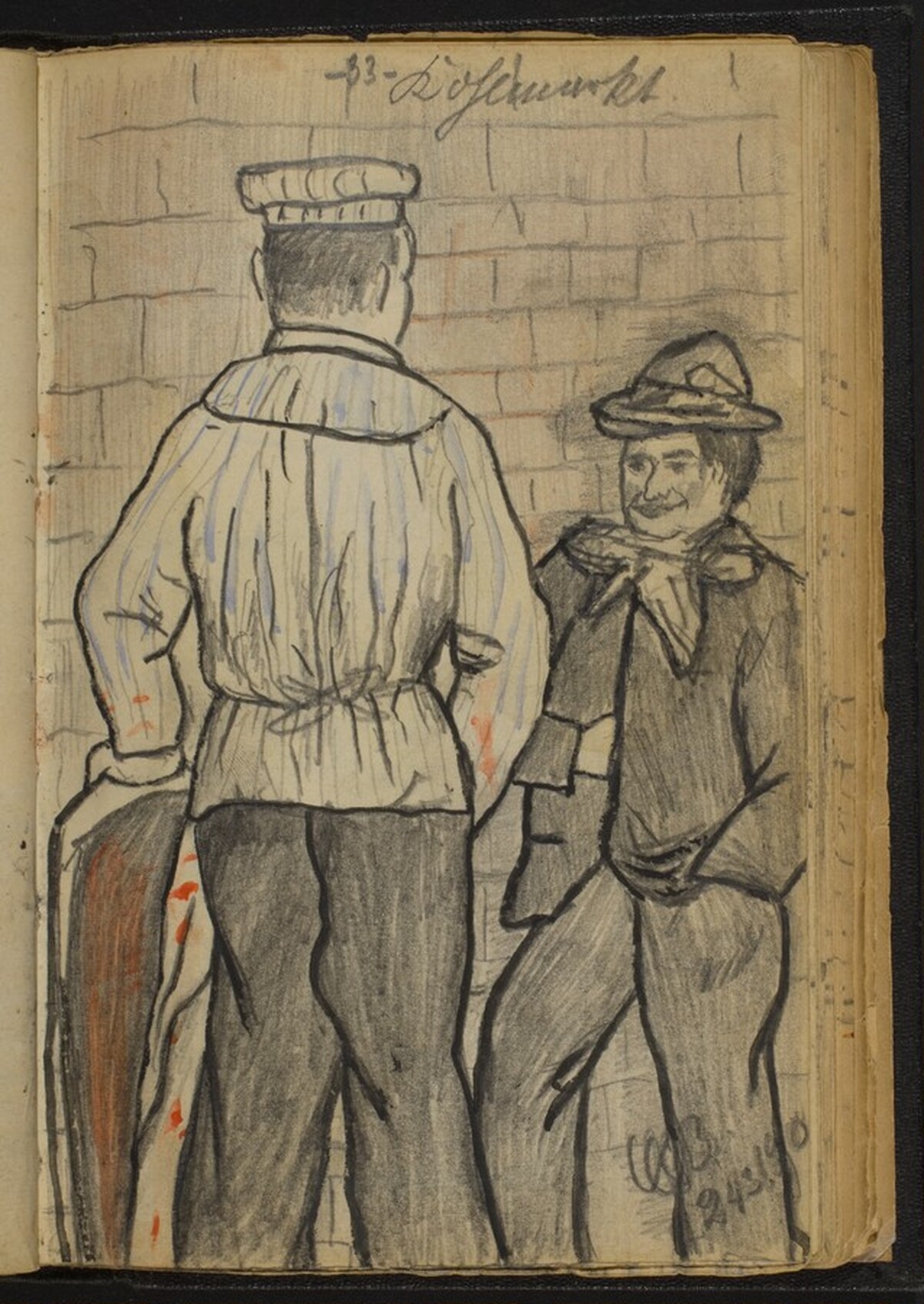 Two Men Conversing at a Wall by Max Beckmann