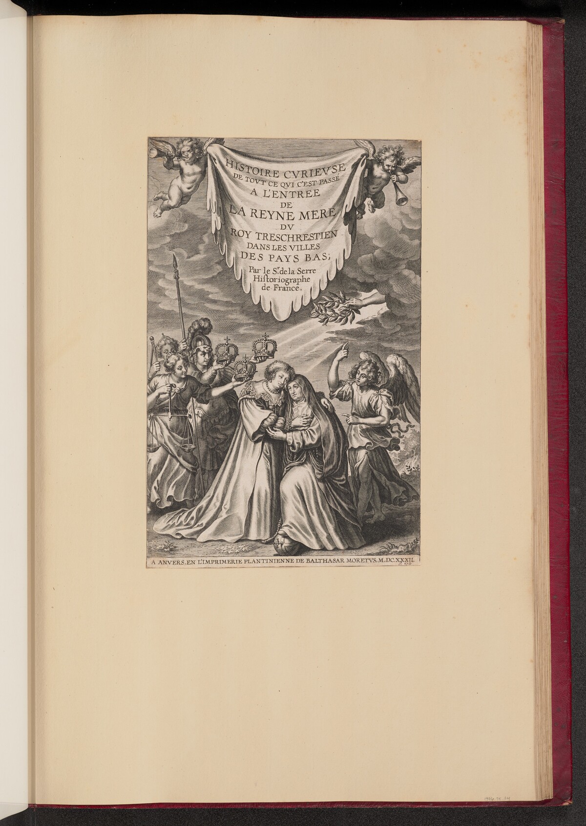 Title Page for Histoire Cvrievse de Tovt Ce Qui C'est Passé a l'Entree de La Reyne Mere dv Roy Treschrestien... by Cornelis Galle I after Sir Peter Paul Rubens