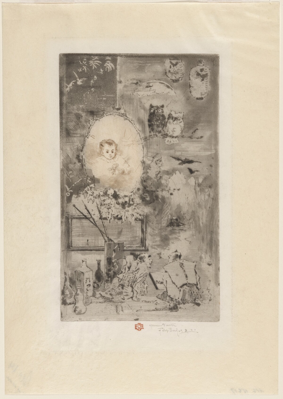 Baptismal commemoration for Jean Buhot (Baptême japonais) by Félix-Hilaire Buhot