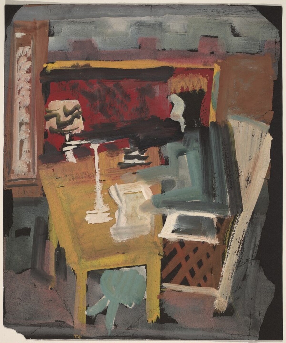 Interior with Figure Sitting Behind a Desk [recto] by Mark Rothko