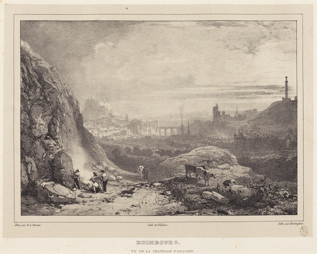 Edimbourg vu de la Chapelle Saint-Antoine by Richard Parkes Bonington after Francois Alexandre Pernot