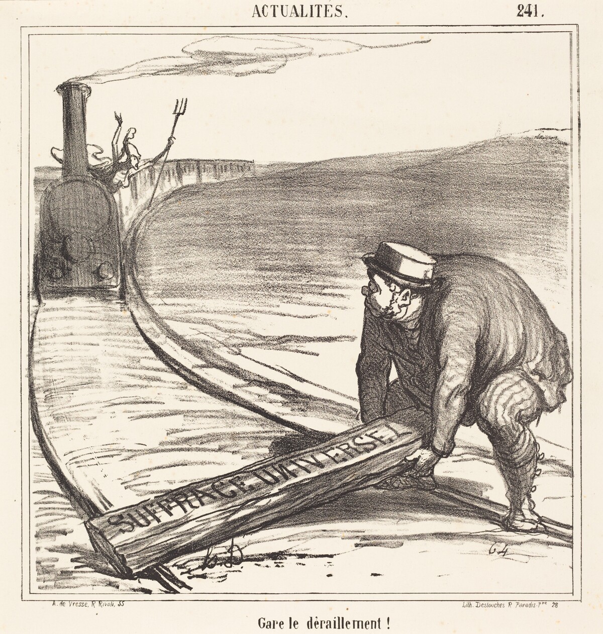 Gare le déraillement! by Honoré Daumier
