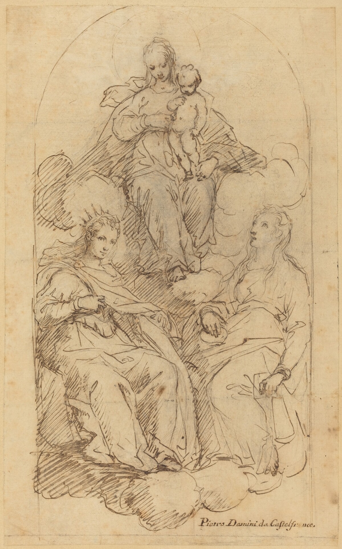 The Virgin and Child Adored by Saint Catherine and Another Female Saint by Pietro Damini