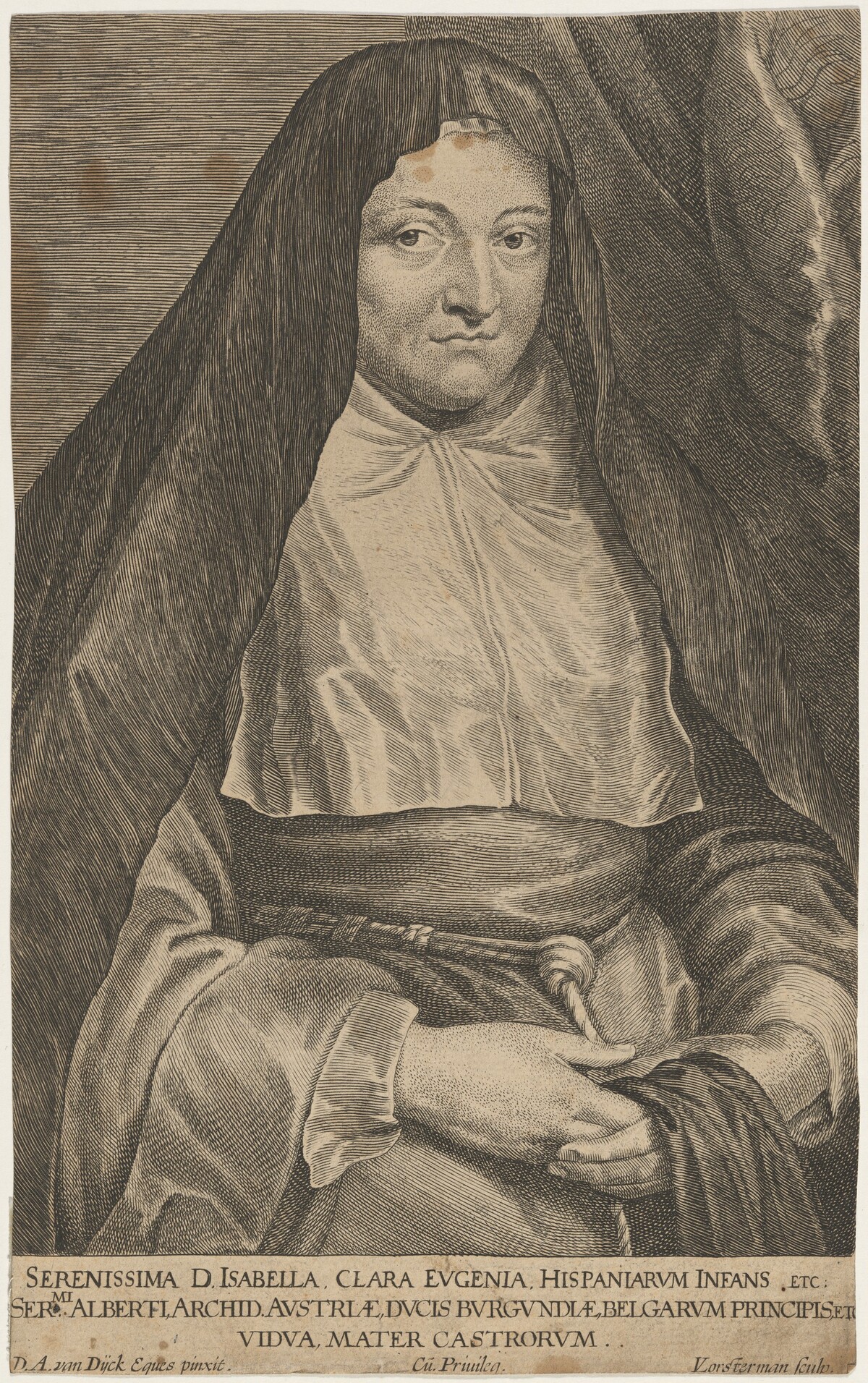 Isabella Clara Eugenie as a Nun by Lucas Emil Vorsterman after Sir Anthony van Dyck