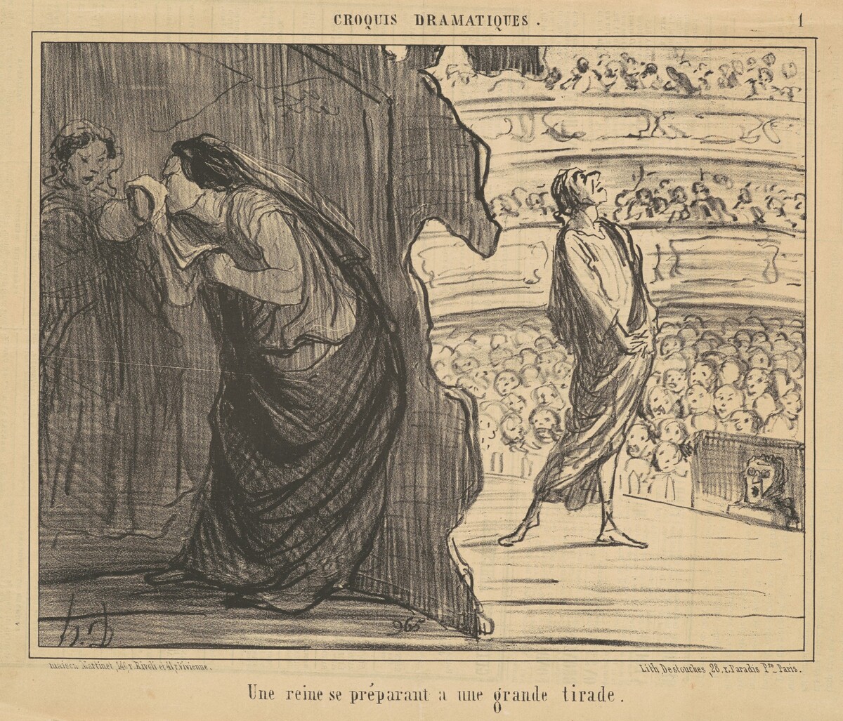 Une reine se préparant a une grande tirade by Honoré Daumier