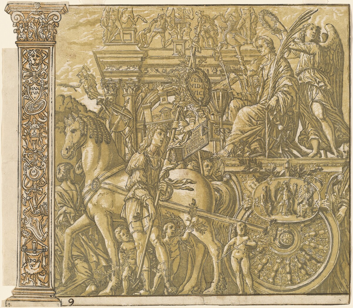 The Triumph of Julius Caesar [no.9 plus 2 columns] by Andrea Andreani after Andrea Mantegna