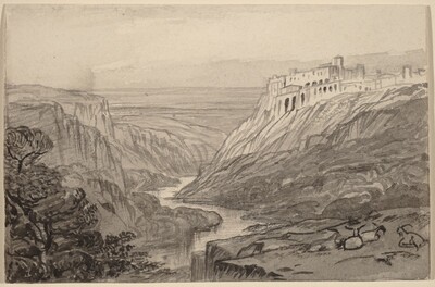 Goats Resting above a River Gorge (Narni, Italy)
