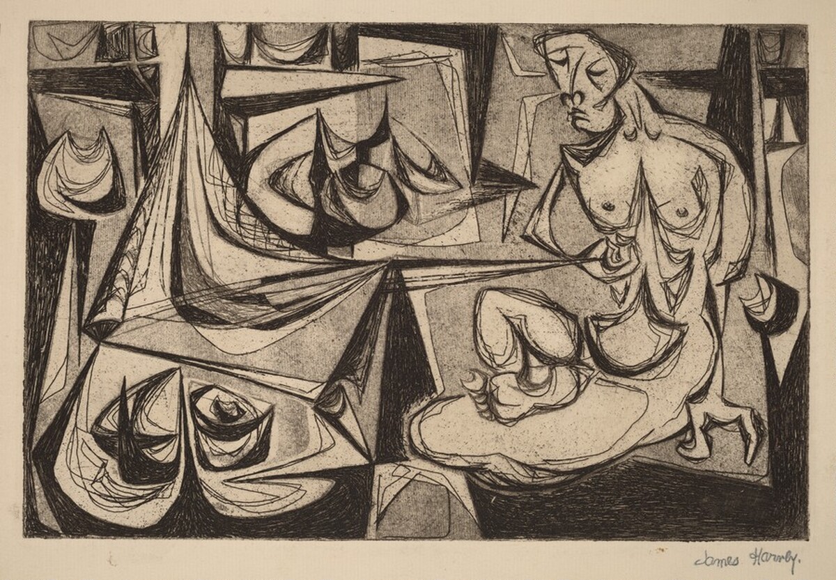 Untitled (Seated Nude Model) by James V. Harvey