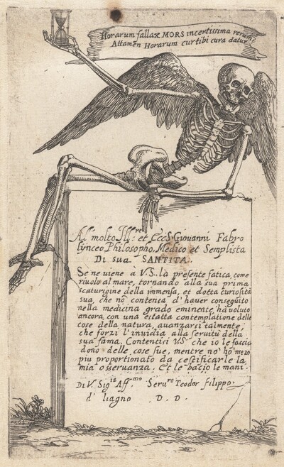 Seated Figure of Death with an Hourglass